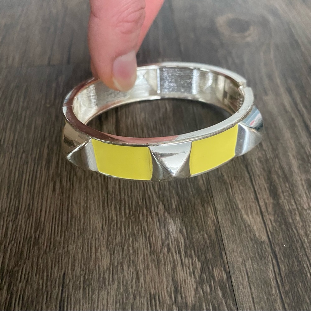 Silver and Yellow Studded Bangle Bracelet - Picture 15 of 17